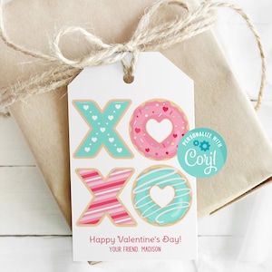 Étiquette XOXO imprimable de la Saint-Valentin, étiquette de la Saint-Valentin à téléchargement immédiat pour sacs à friandises, carte de Saint-Valentin pour la salle de classe, édition avec Corjl