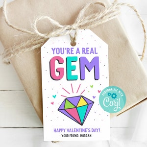 Gemme imprimable Saint-Valentin Gemme imprimable carte de Saint-Valentin téléchargement immédiat You're a Gem salle de classe Saint-Valentin Tag Téléchargement numérique Corjl