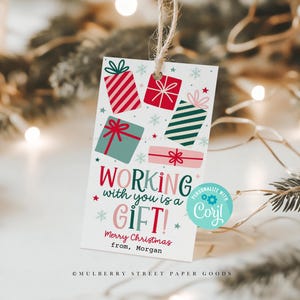 Étiquette-cadeau de Noël à imprimer pour un collègue, téléchargement immédiat Étiquettes volantes imprimables de Noël, cadeau secret du père Noël, échange de remerciements pour le personnel