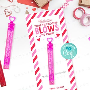 Sofortiger Download Bubble Wand Valentinstag Karte, Valentinstag Karte für Schule, Bubble Wand Klassenzimmer Valentinstag Karte, für Schule oder Kindergarten
