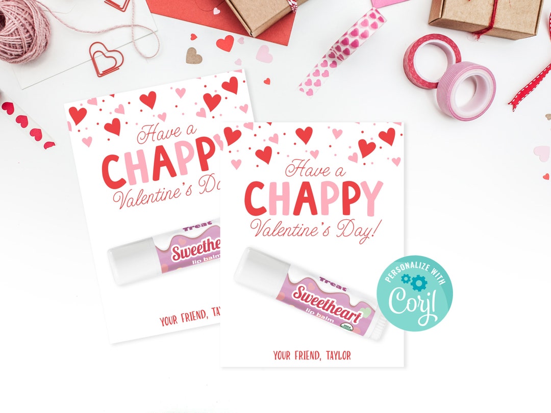 Printable Chappy Valentine's Day Card, Instant Download Lip Balm ...
