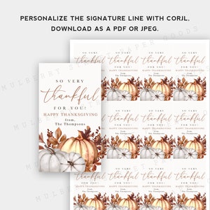Printable so Very Thankful for You Gift Tag, Autumn Favor Tag, Happy ...