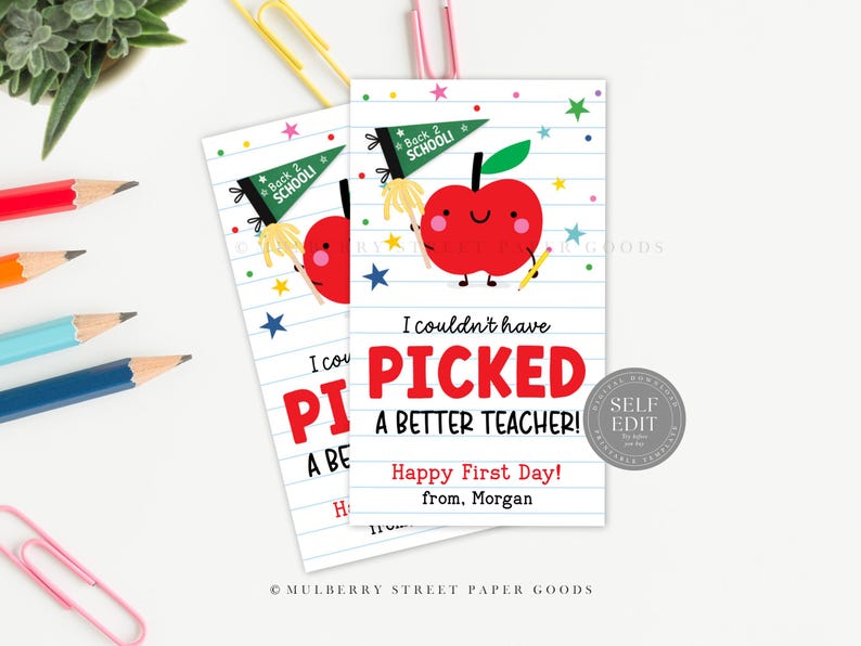 Editable Apple Back to School Gift Tag Template Digital Download First ...