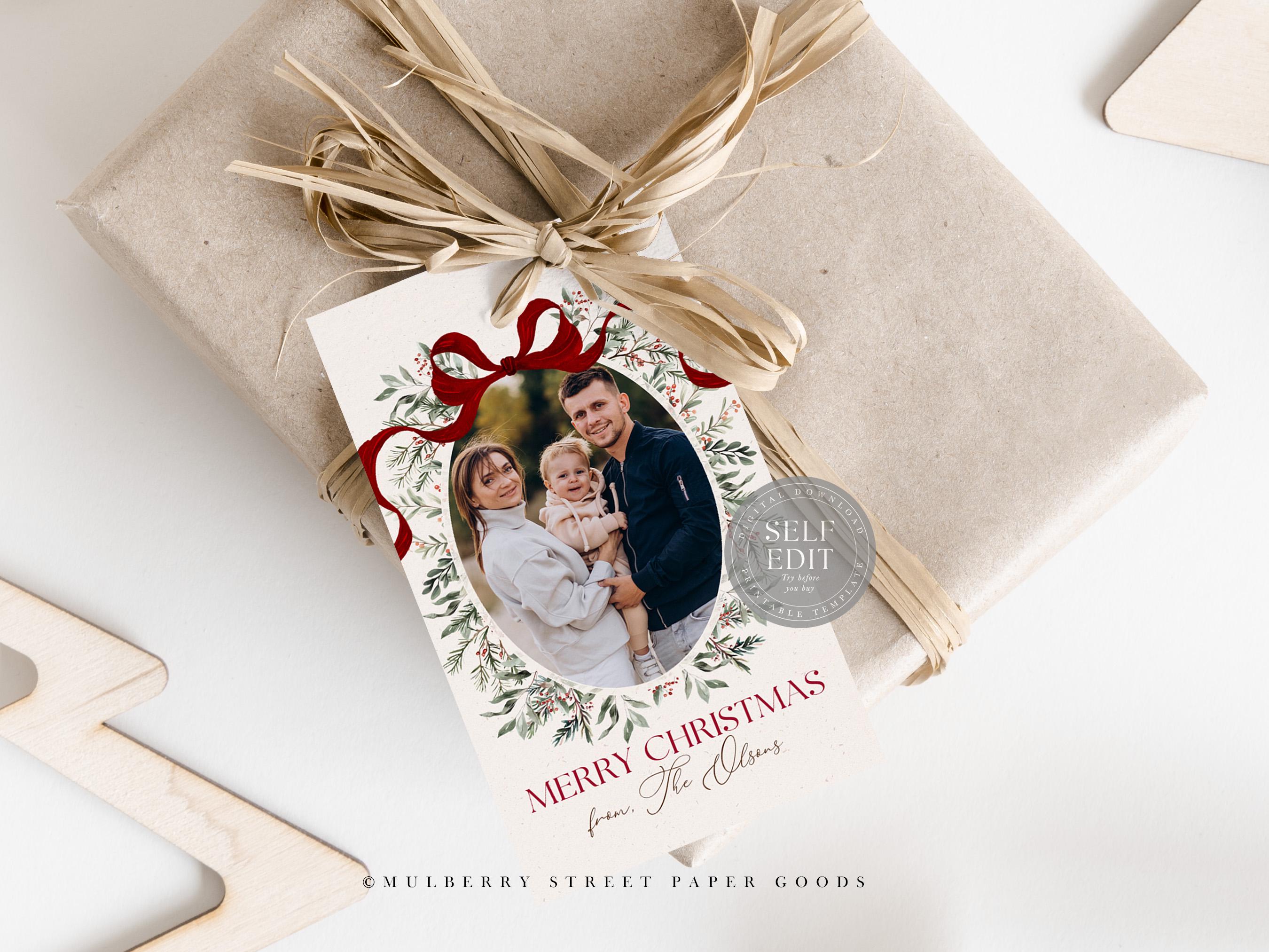 Editable Christmas Photo Gift Tag Printable Digital Download ...