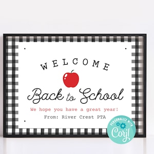 Welcome Back to School Sign, Welcome Teachers Back to School Printable, Personalize with Corjl, Farmhouse Apple School Printable Sign