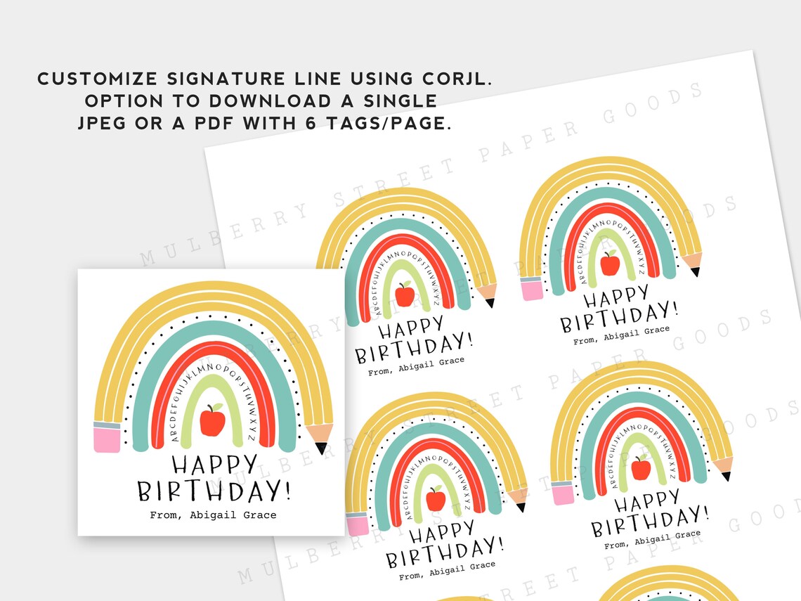 Printable Happy Birthday Rainbow Gift Tag Children's - Etsy