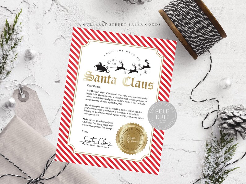 Editable Letter From Santa Canva Template Digital Download Letter From ...