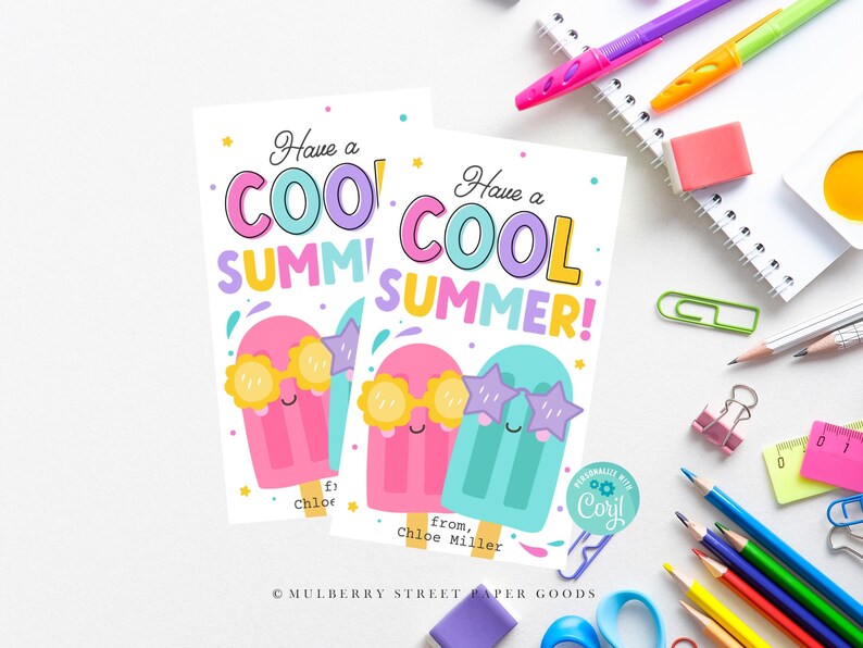 Last Day of School Gift Tag Printable Popsicle Summer Break Classroom ...