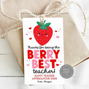 Beere Bester Lehrer Geschenkanhänger PrintableTeacher Wertschätzung Geschenkanhänger Erdbeere Lehrer Geschenk Digital Download Ende des Schuljahres Lehrer Geschenk