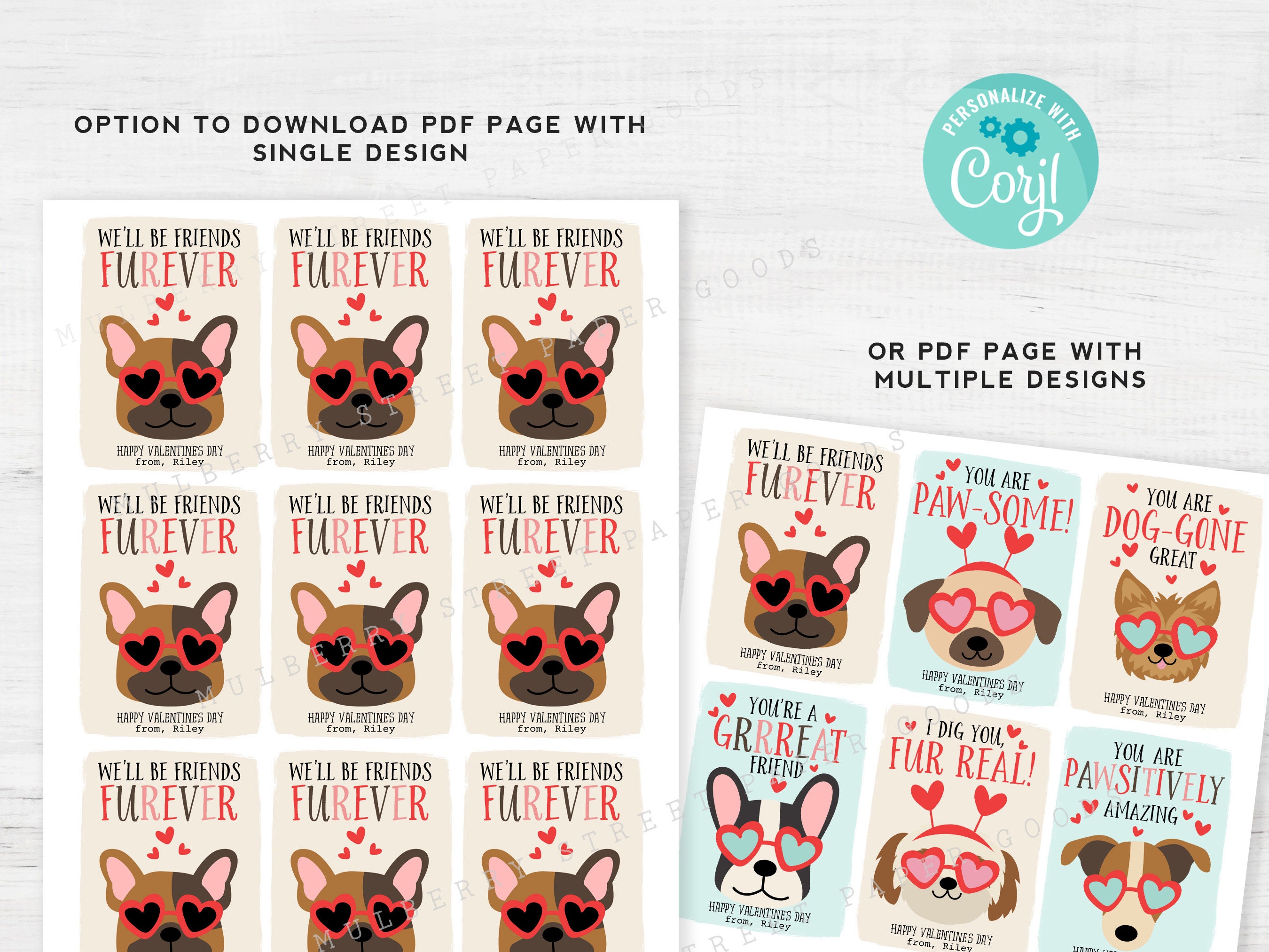 Printable Dog Valentine's Day Cards Kids School Classroom - Etsy