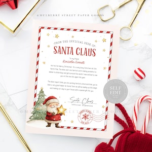 Carta de Papá Noel editable Carta de Papá Noel personalizada para imprimir en formato digital Descarga digital Carta de Papá Noel para Nochebuena para niños Corjl
