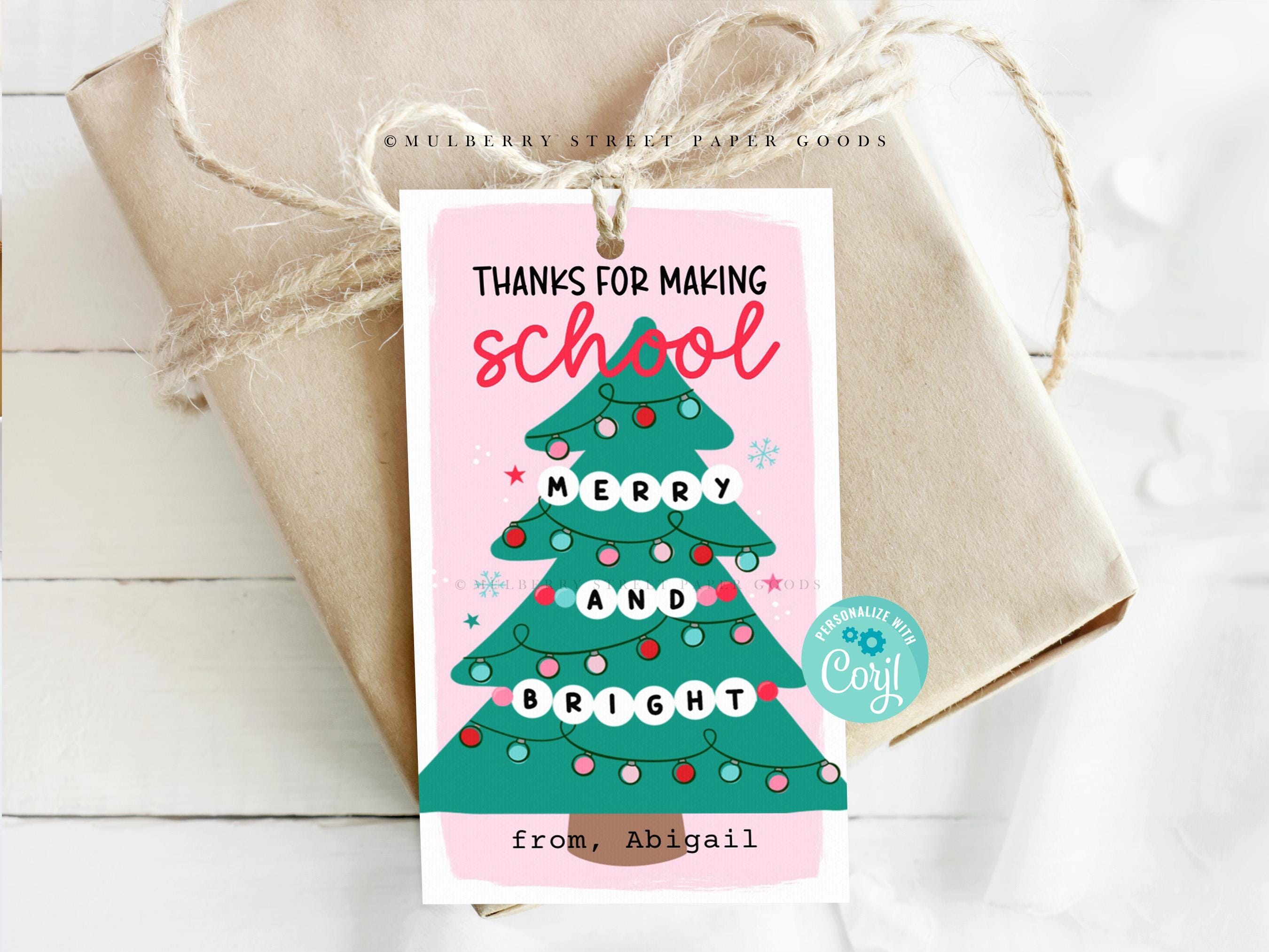 Christmas Friendship Bracelet Gift Tag Printable Personalized Teacher Gift Editable Gift Tag Template Digital Download Merry Bright Corjl