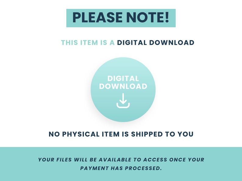 Puede incluir: Imagen con texto: "&iexcl;TENGA EN CUENTA! ESTE ART&Iacute;CULO ES UNA DESCARGA DIGITAL. DESCARGA DIGITAL. NO SE LE ENV&Iacute;A NING&Uacute;N ART&Iacute;CULO F&Iacute;SICO. SUS ARCHIVOS ESTAR&Aacute;N DISPONIBLES PARA ACCEDER UNA VEZ QUE SE HAYA PROCESADO SU PAGO."