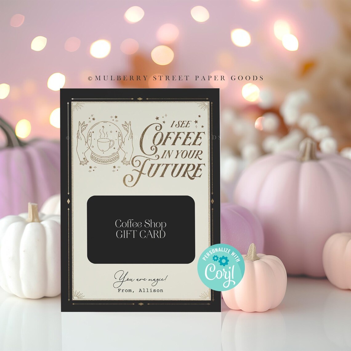 Halloween Coffee Gift Card Holder Template Fortune Teller Coffee Gift ...