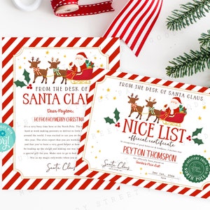 Lettera ufficiale modificabile di Babbo Natale, Certificato stampabile della lista dei buoni di Babbo Natale del Polo Nord, Scatola scaricabile della vigilia di Natale, Modifica in Corjl