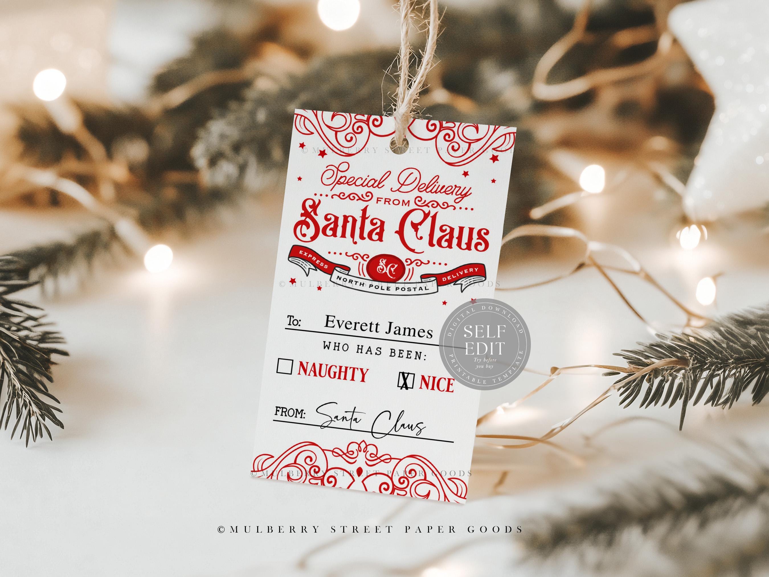 Editable Santa Gift Tag Printable Digital Download Canva Template ...