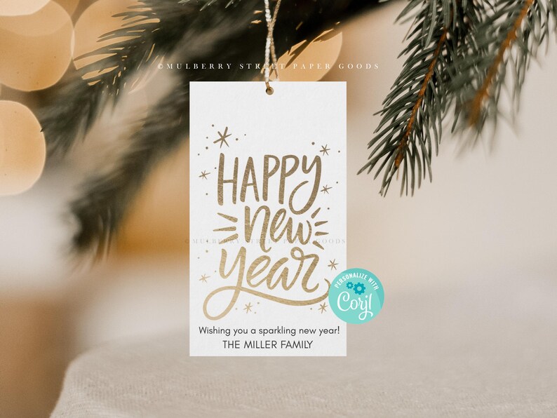Printable Happy New Year Gift Tag, Instant Download New Year Favor Tag, Personalized New Year Tag, Edit with Corjl image 5