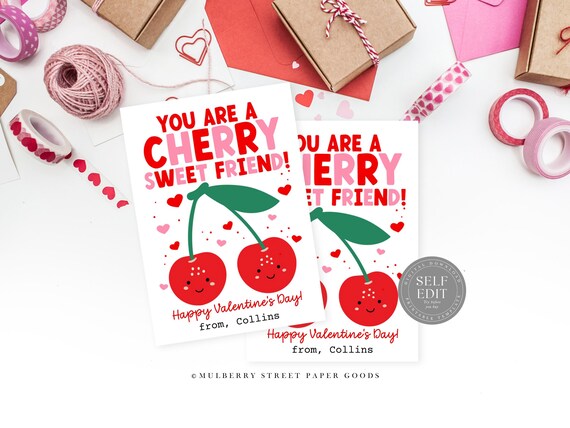 Cherry Valentine Card Printable Instant Download Cherry Sweet