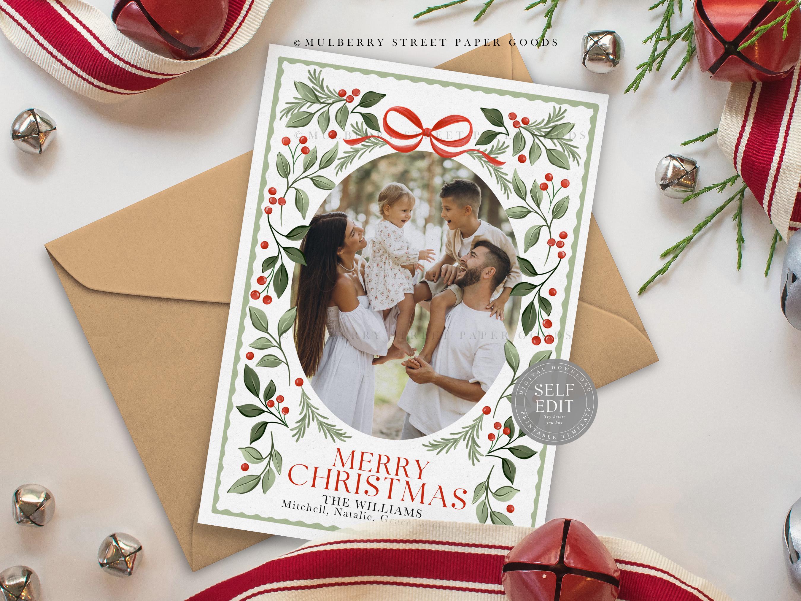 Editable Christmas Card Printable Digital Download Personalized Holiday ...