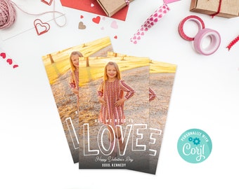 Printable Love is All We Need Photo Valentine Card, Instant Download Classroom Valentine's Day Card, Personalized, Edit with Corjl