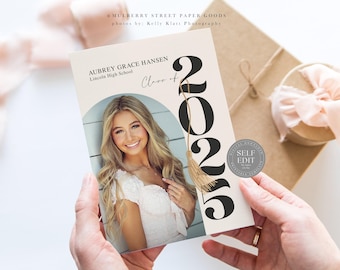 Class of 2025 Graduation Announcement Canva Template Senior Grad Party Invitation Template Digital Download Editable Graduation Party Invite