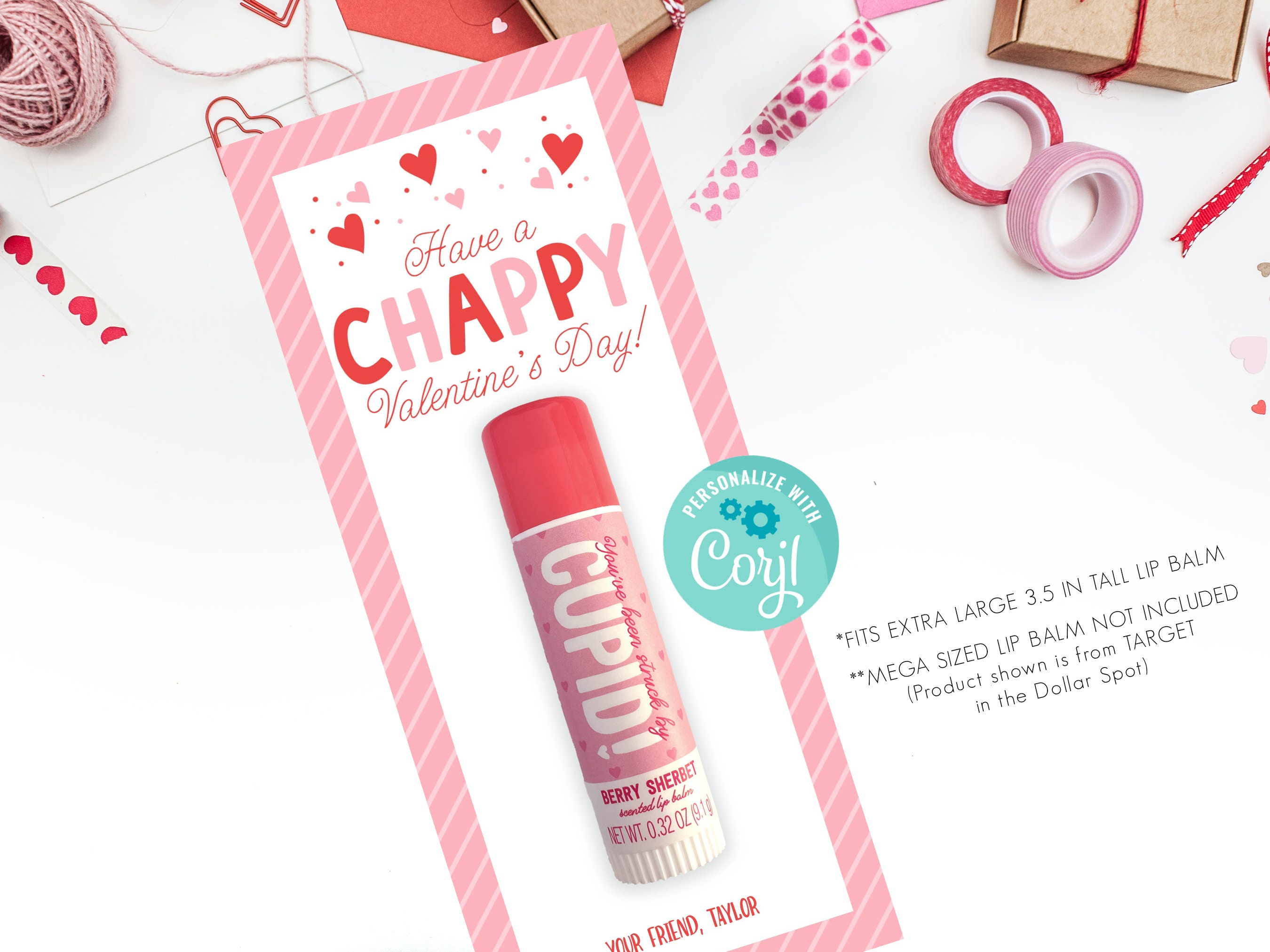 Chapstick or Lip Gloss Kids Valentine - Just Add Confetti