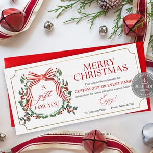 Redigerbart julklappskort Utskrivbart digitalt nedladdningsbart Canva-mall Anpassningsbart julklappskort Corjl