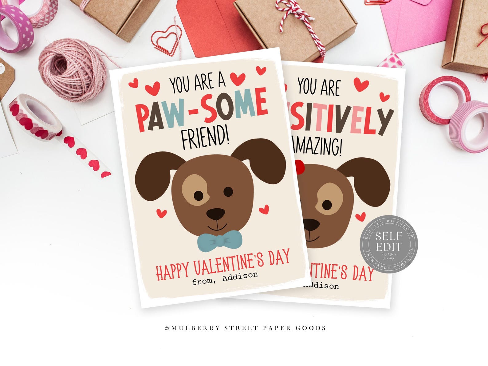 Printable Puppy Dog Valentine Cards Kids Classroom Puppy Valentine ...