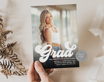 Editable Graduation Announcement Canva Template Class of 2026 Graduation Party Invitation Printable Grad Open House Invite 5x7 Card  Corjl