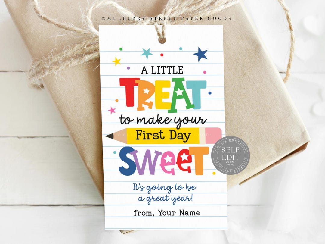 Printable First Day of School Gift Tag Canva Template Digital