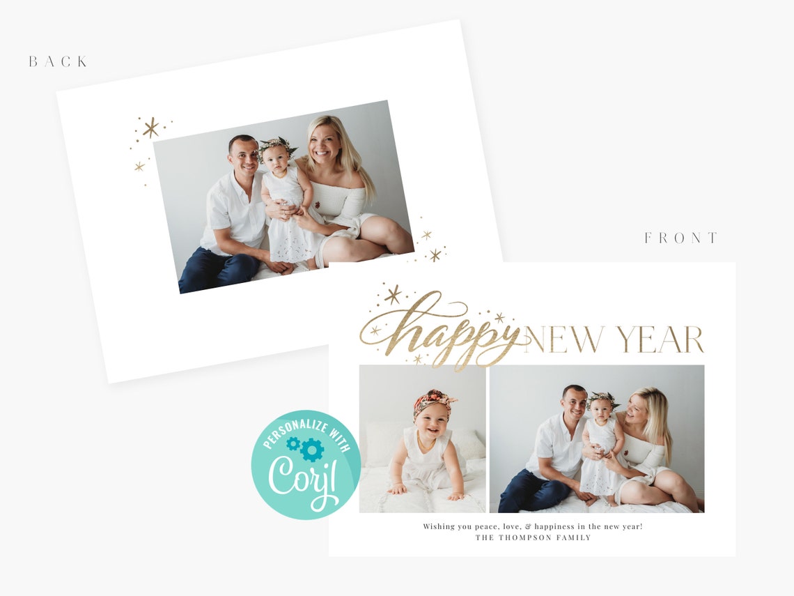 Printable Happy New Year Photo Card Instant Download New Year | Etsy