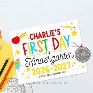 Plantilla de Canva para cartel personalizado del primer día de clases, editable e imprimible (tamaño carta, descarga digital de Corjl) imagen 2