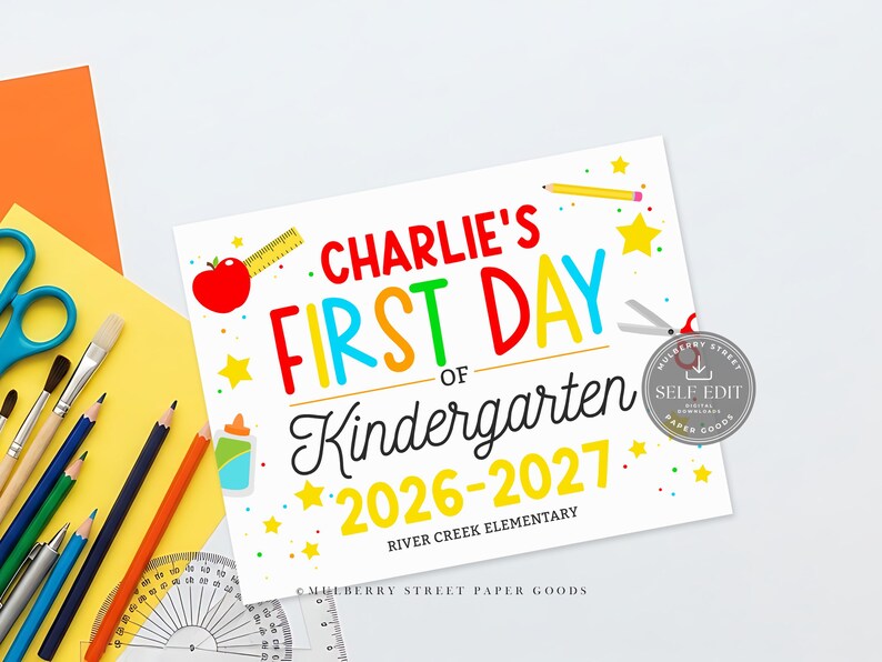 Plantilla de Canva para cartel personalizado del primer día de clases, editable e imprimible (tamaño carta, descarga digital de Corjl) imagen 2