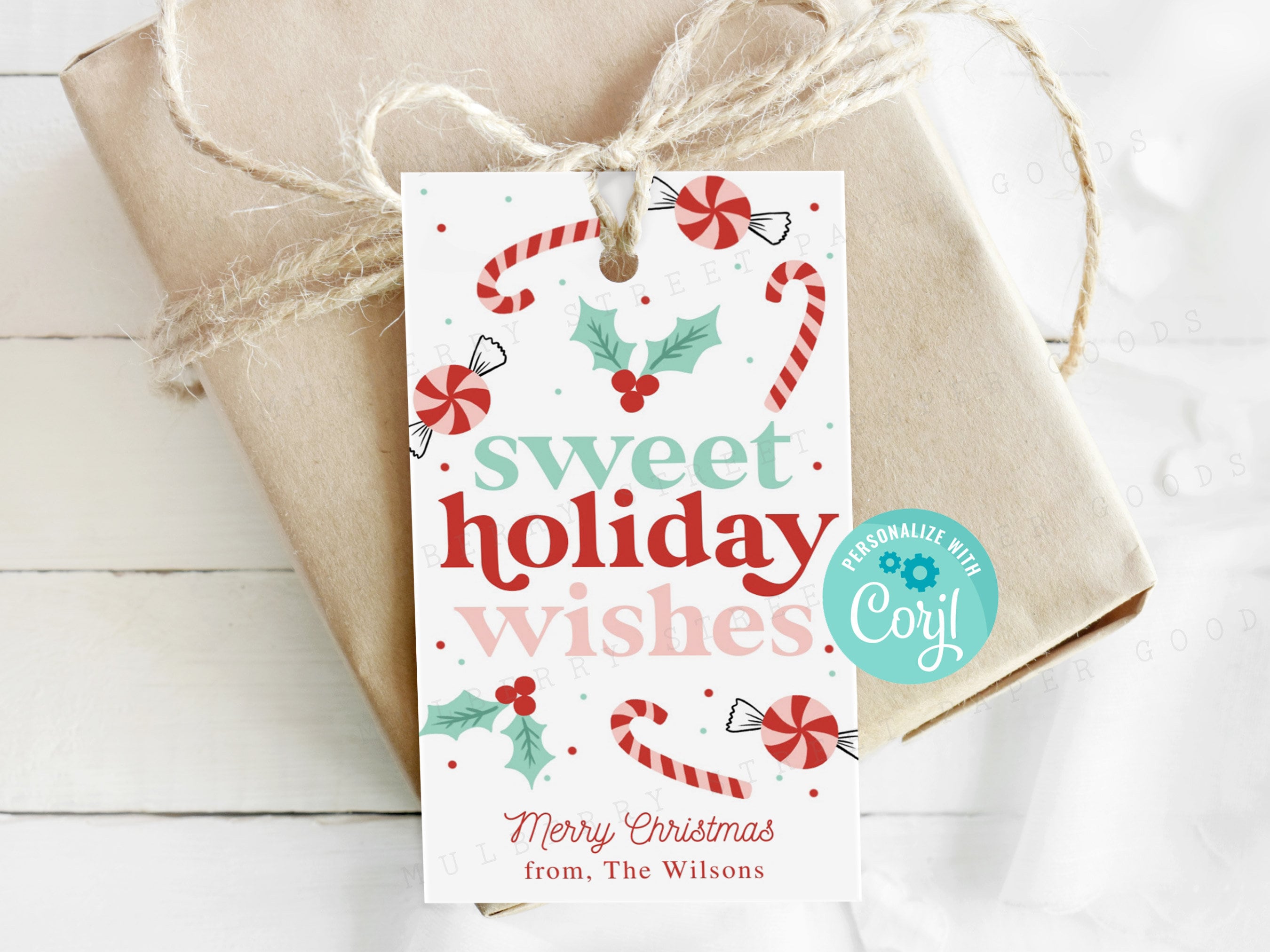 Printable Sweet Holiday Wishes Gift Tag Christmas Treats - Etsy