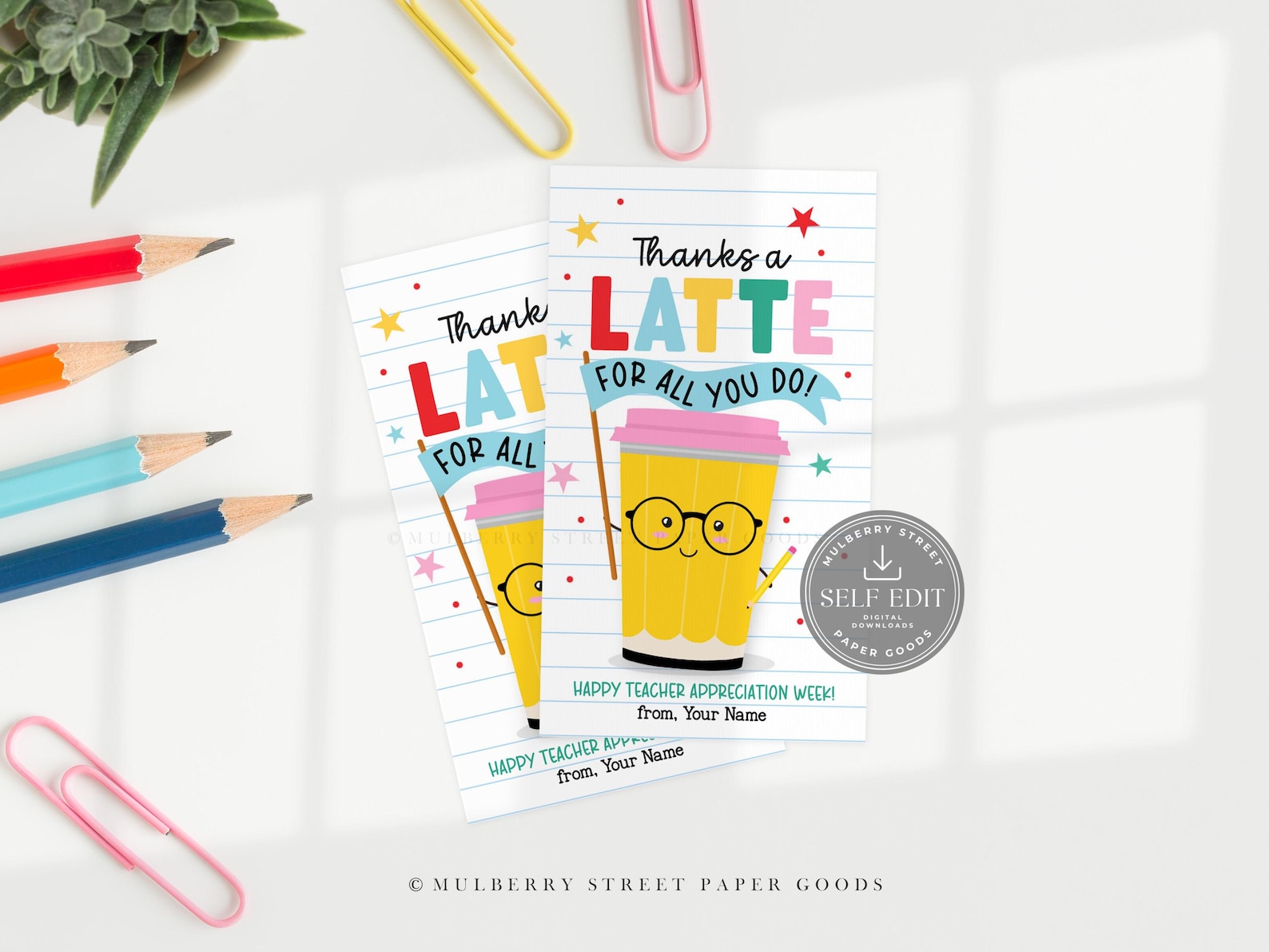 Thanks a Latte Teacher Appreciation Gift Tag Canva Template, Printable ...