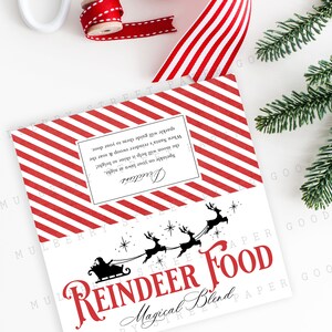 印刷可能なトナカイの食べ物のお菓子バッグ トッパー、クリスマスの伝統のトナカイの食べ物のバッグ トッパー、3 つのサイズが含まれた即時ダウンロード