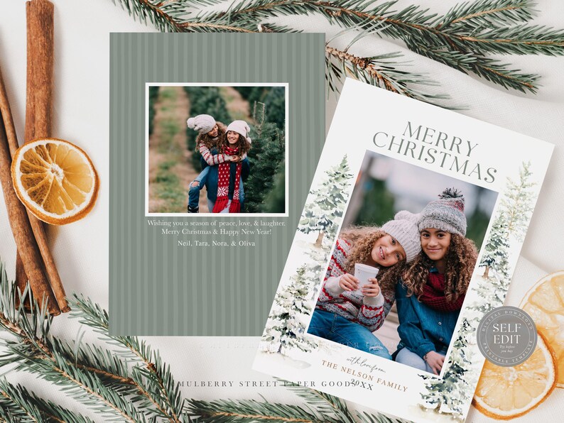 Editable Christmas Card Printable Digital Download Custom Holiday Photo ...