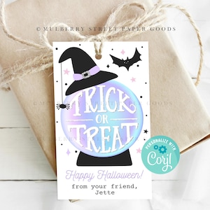 Halloween Gift Tag Printable Pastel Halloween Party Favor Trick or ...