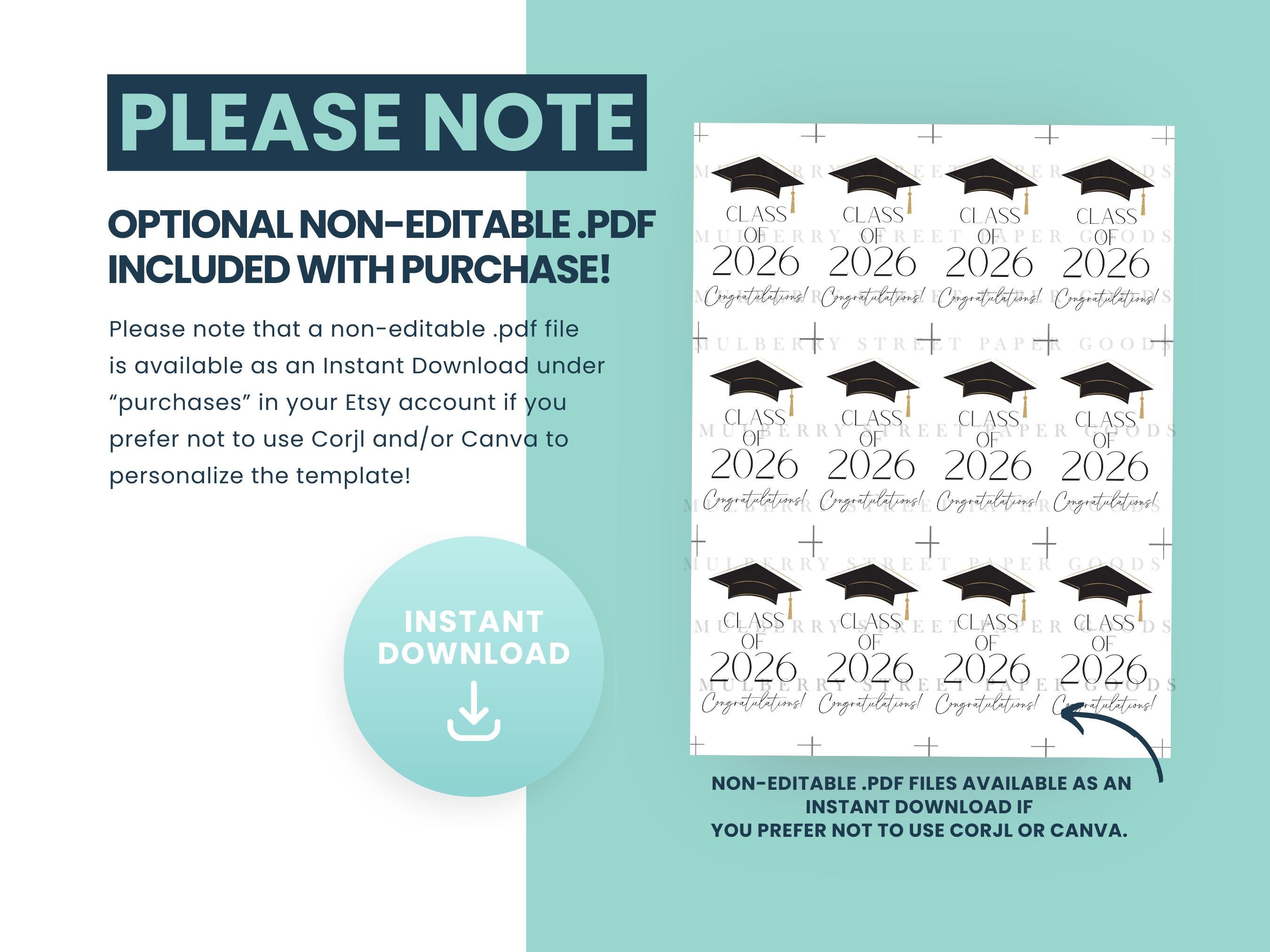 Editable Class of 2026 Graduation Gift Tag Printable Personalized Grad ...