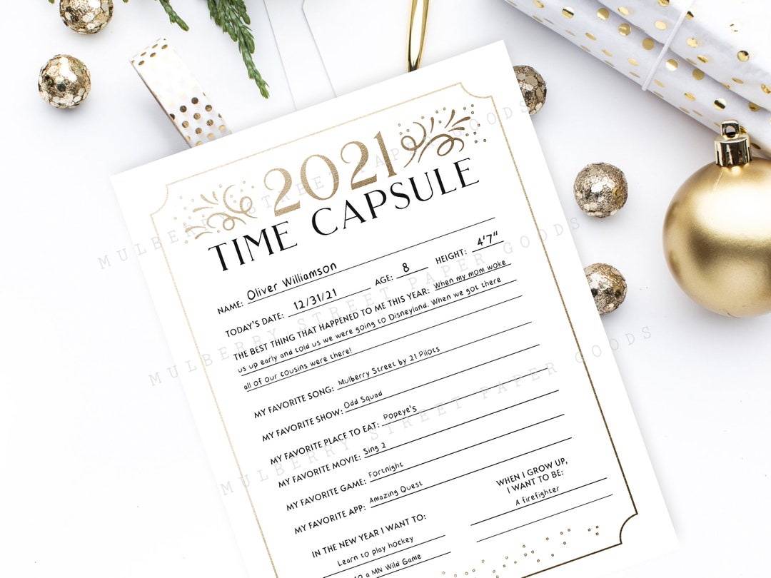 Printable New Years Eve Time Capsule Kids Activity New - Etsy Australia