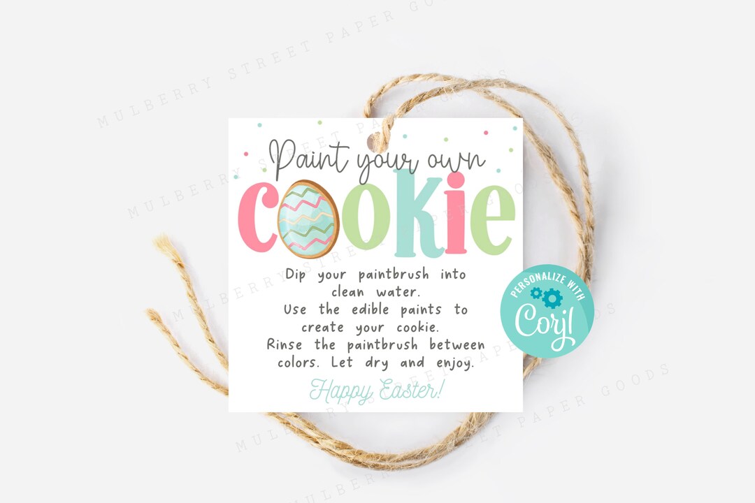 Printable Paint Your Own Cookie Instructions Tag, Easter Activity Paint
