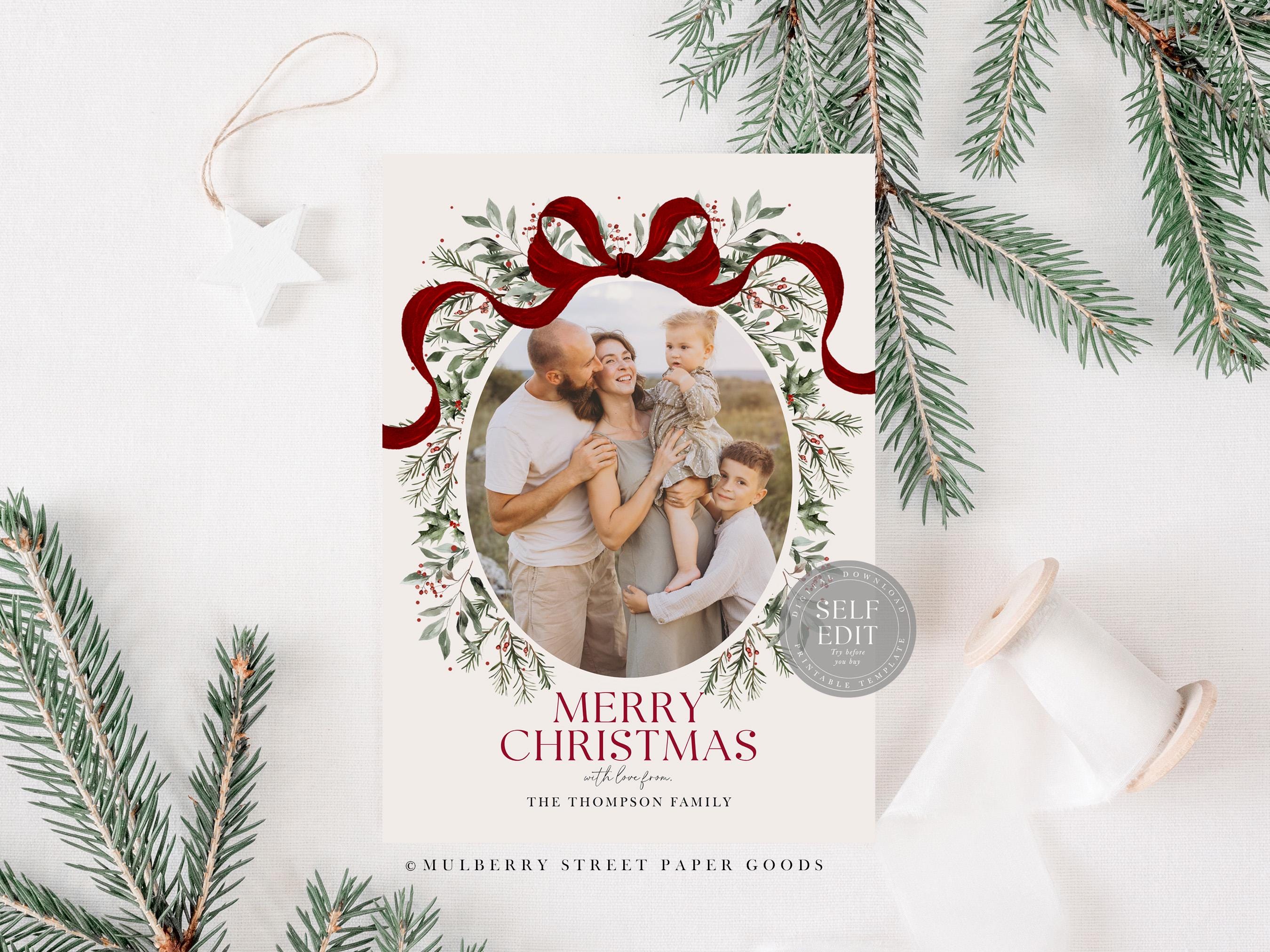 Editable Christmas Card Printable Digital Download Watercolor Coquette ...