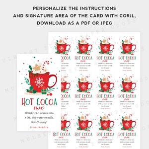 Printable Hot Cocoa Christmas Gift Tag, Holiday Hot Cocoa Treat Bag Tag ...