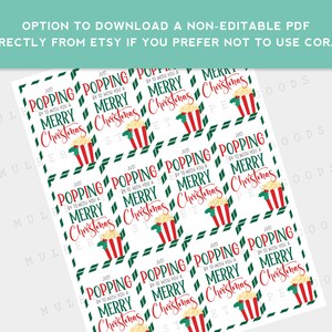 Editable Christmas Popcorn Gift Tag Printable Just Popping by to Wish ...