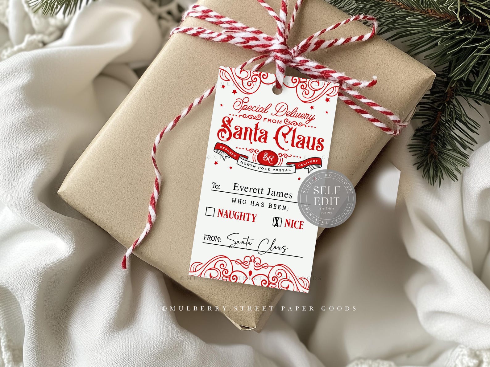 Editable Santa Gift Tag Printable Digital Download Canva Template ...