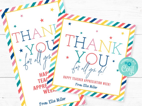 Printable Teacher Appreciation Gift Tag Instant Download - Etsy