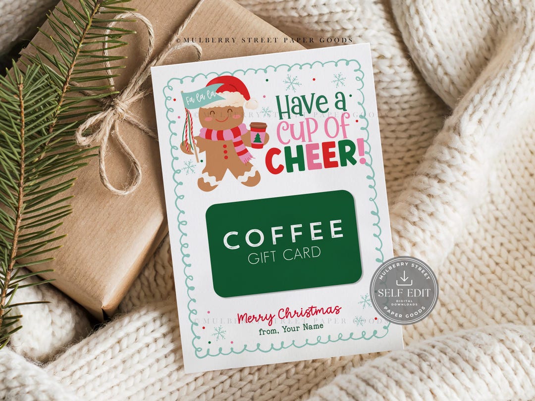 Christmas Coffee Gift Card Holder Printable Digital Download Canva ...