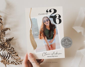 Class of 2026 Graduation Announcement Template (Canva or Corjl)
