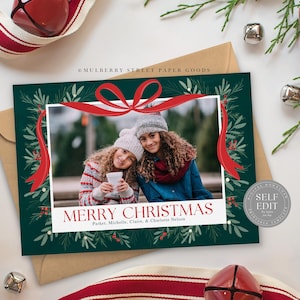 Editierbare Weihnachtsfotokarte Digital Download Weihnachtskarte Canva Template Urlaub Fotokarte Editierbare Vorlage Foto Weihnachtskarte Corjl