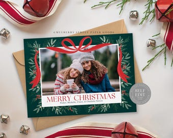 Editable Christmas Photo Card Digital Download Christmas Card Canva Template Holiday Photo Card Editable Template Photo Christmas Card Corjl